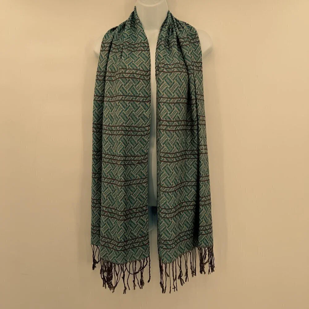 Pashmina Wrap Scarf Women's Colors Shades Of Blue/ Red/ Cream NWOT